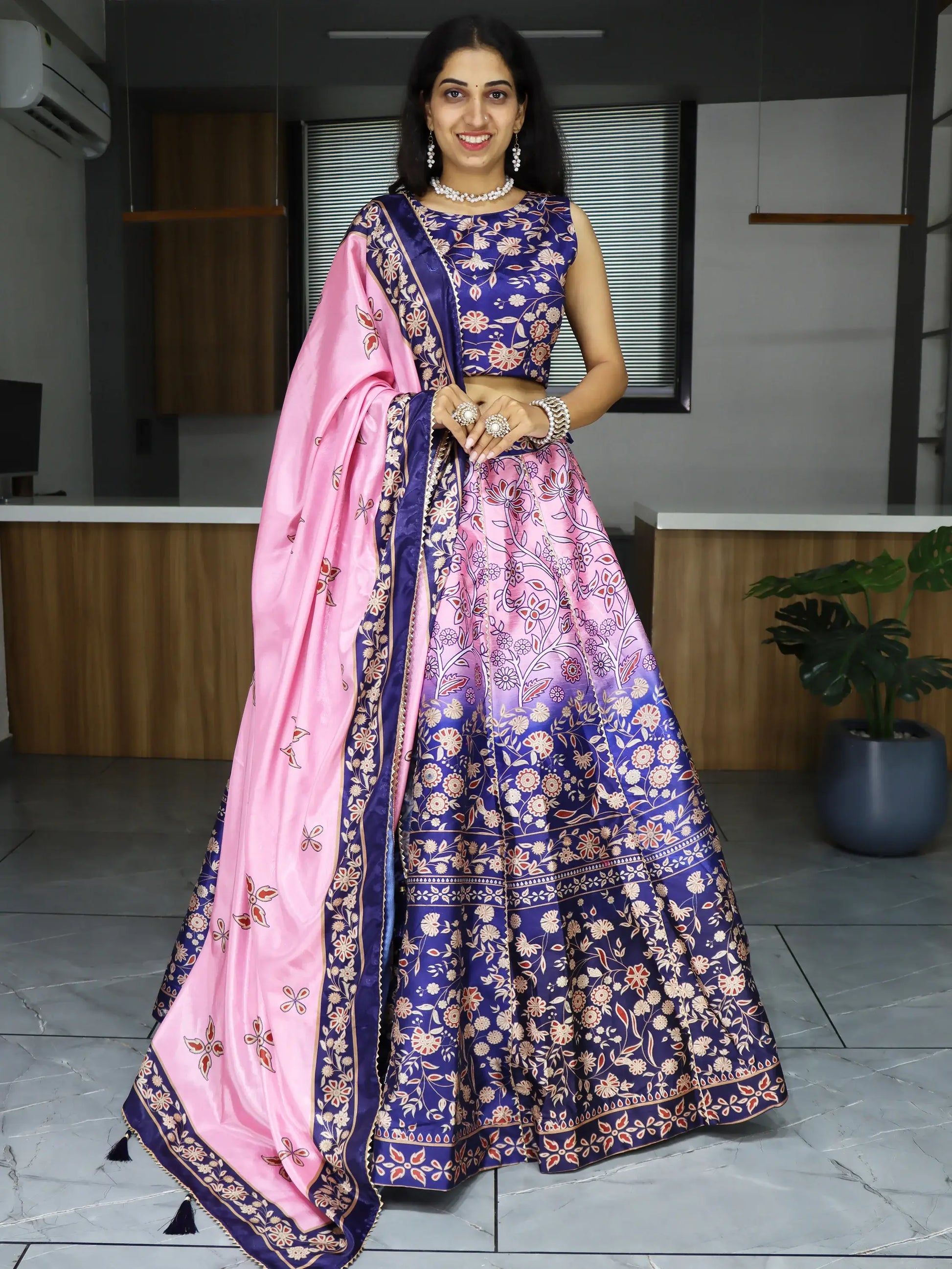 Precious Pink Digital Printed Art Silk Festival Wear Lehenga Choli - Zeel Clothing