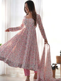 Precious Pink Digital Printed Chiffon Anarkali Suit With Dupatta - Zeel Clothing