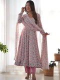 Precious Pink Digital Printed Chiffon Anarkali Suit With Dupatta - Zeel Clothing