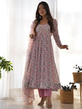 Precious Pink Digital Printed Chiffon Anarkali Suit With Dupatta - Zeel Clothing