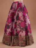 Precious Pink Floral Printed Organza Lehenga Choli With Dupatta