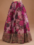 Precious Pink Floral Printed Organza Lehenga Choli With Dupatta - Zeel Clothing