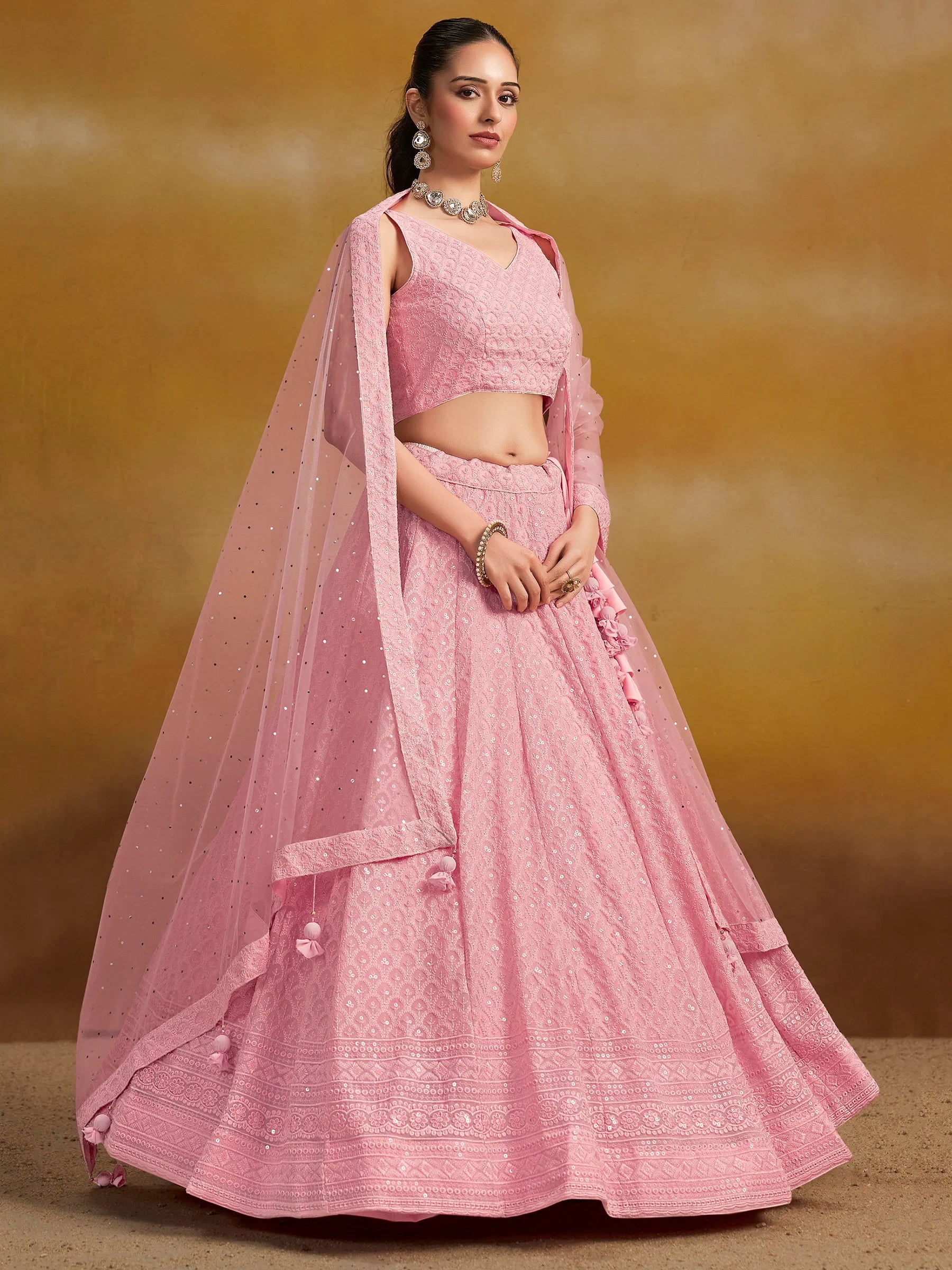Precious Pink Sequins Georgette Festival Wear Lehenga Choli - Zeel Clothing