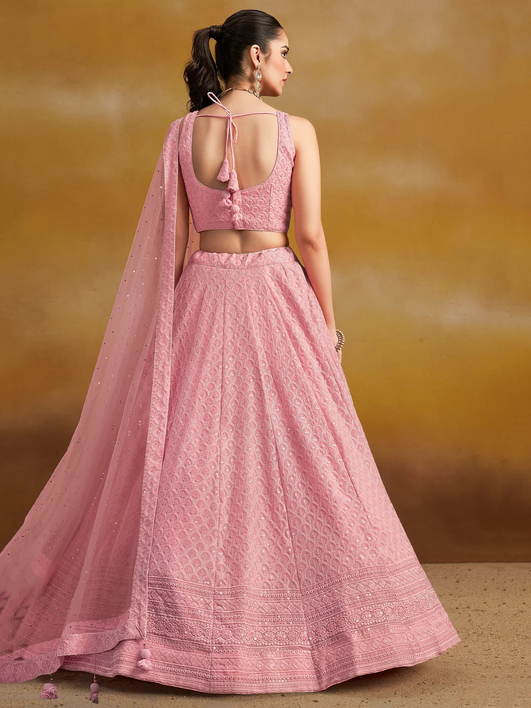 Precious Pink Sequins Georgette Festival Wear Lehenga Choli - Zeel Clothing