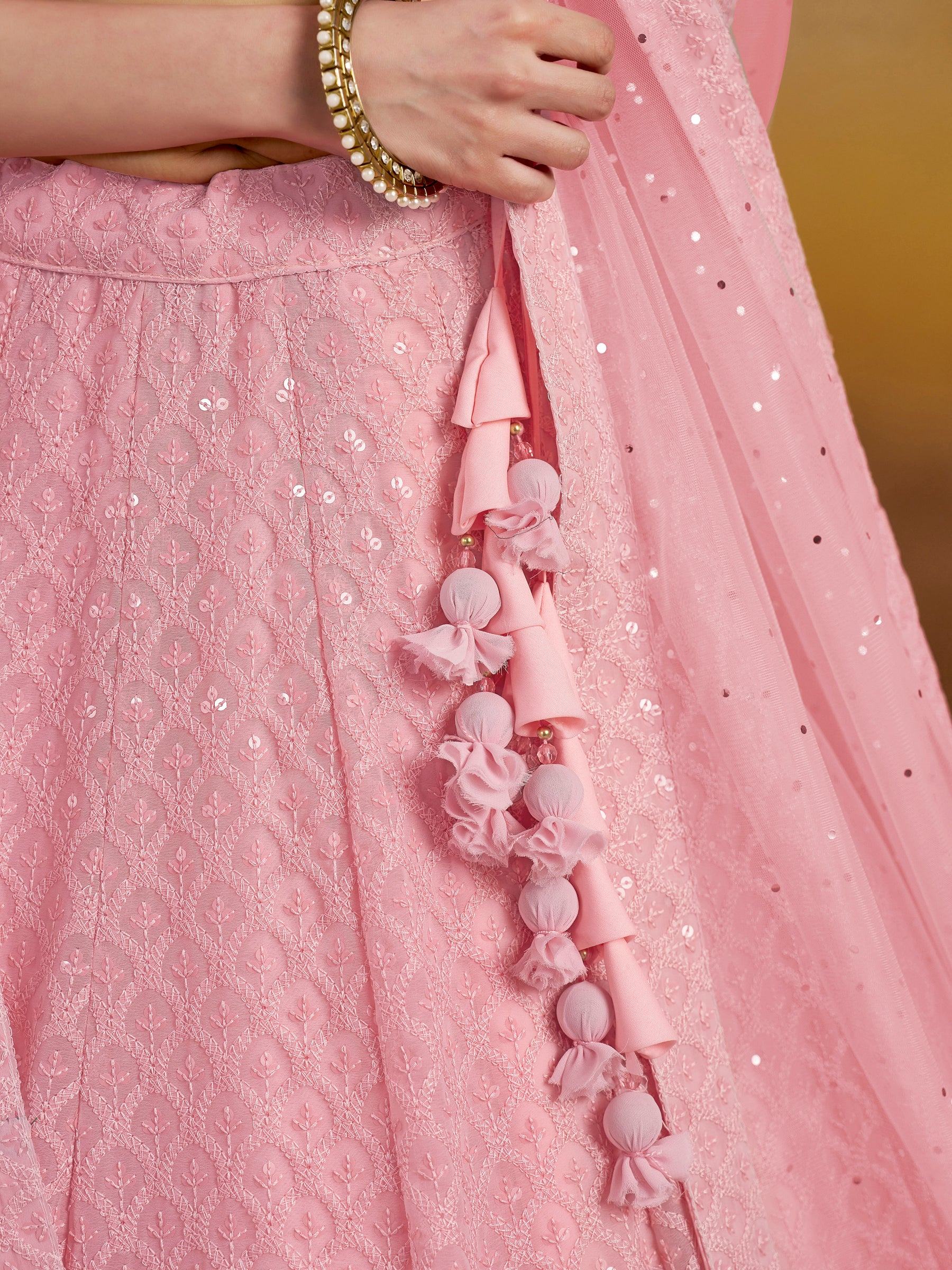 Precious Pink Sequins Georgette Festival Wear Lehenga Choli - Zeel Clothing