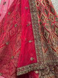 Precious Pink Thread Work Silk Bridal Wear Lehenga Choli With Dupatta - Zeel Clothing