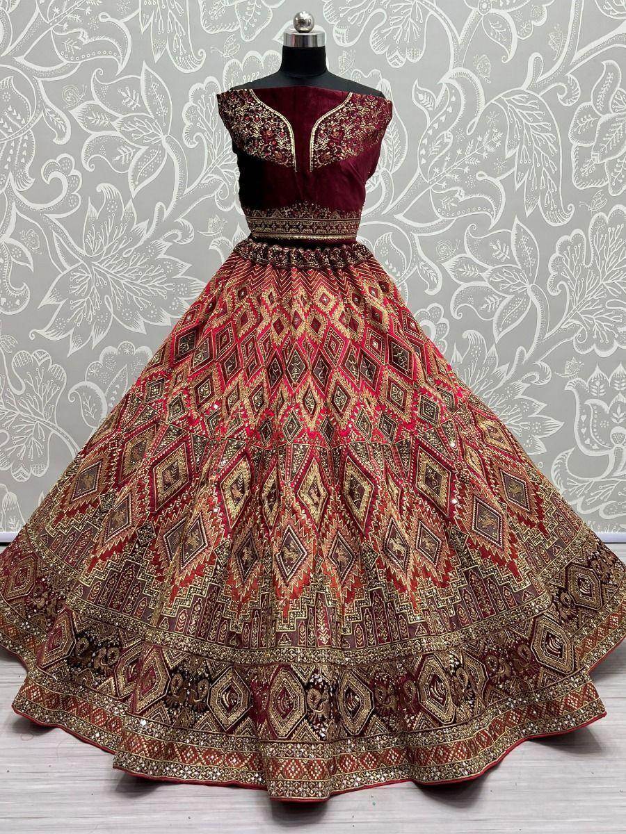 Precious Pink Thread Work Silk Bridal Wear Lehenga Choli With Dupatta - Zeel Clothing