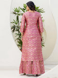 Precious Pink Zari Weaving Jacquard Festive Wear Sharara Suit