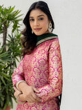 Precious Pink Zari Weaving Jacquard Festive Wear Sharara Suit