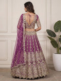 Precious Purple Embroidered Net Wedding Wear Lehenga Choli With Dupatta