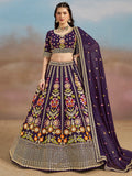 Precious Purple Thread Embroidered Georgette Bridesmaid Lehenga Choli - Zeel Clothing