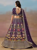 Precious Purple Thread Embroidered Georgette Bridesmaid Lehenga Choli - Zeel Clothing