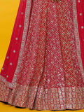 Precious Red Sequins Georgette Wedding Lehenga Choli With Dupatta - Zeel Clothing