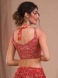 Precious Red Sequins Georgette Wedding Lehenga Choli With Dupatta - Zeel Clothing