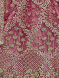Precious Rose Pink Zircon Work Net Bridesmaid Lehenga Choli With Dupatta - Zeel Clothing