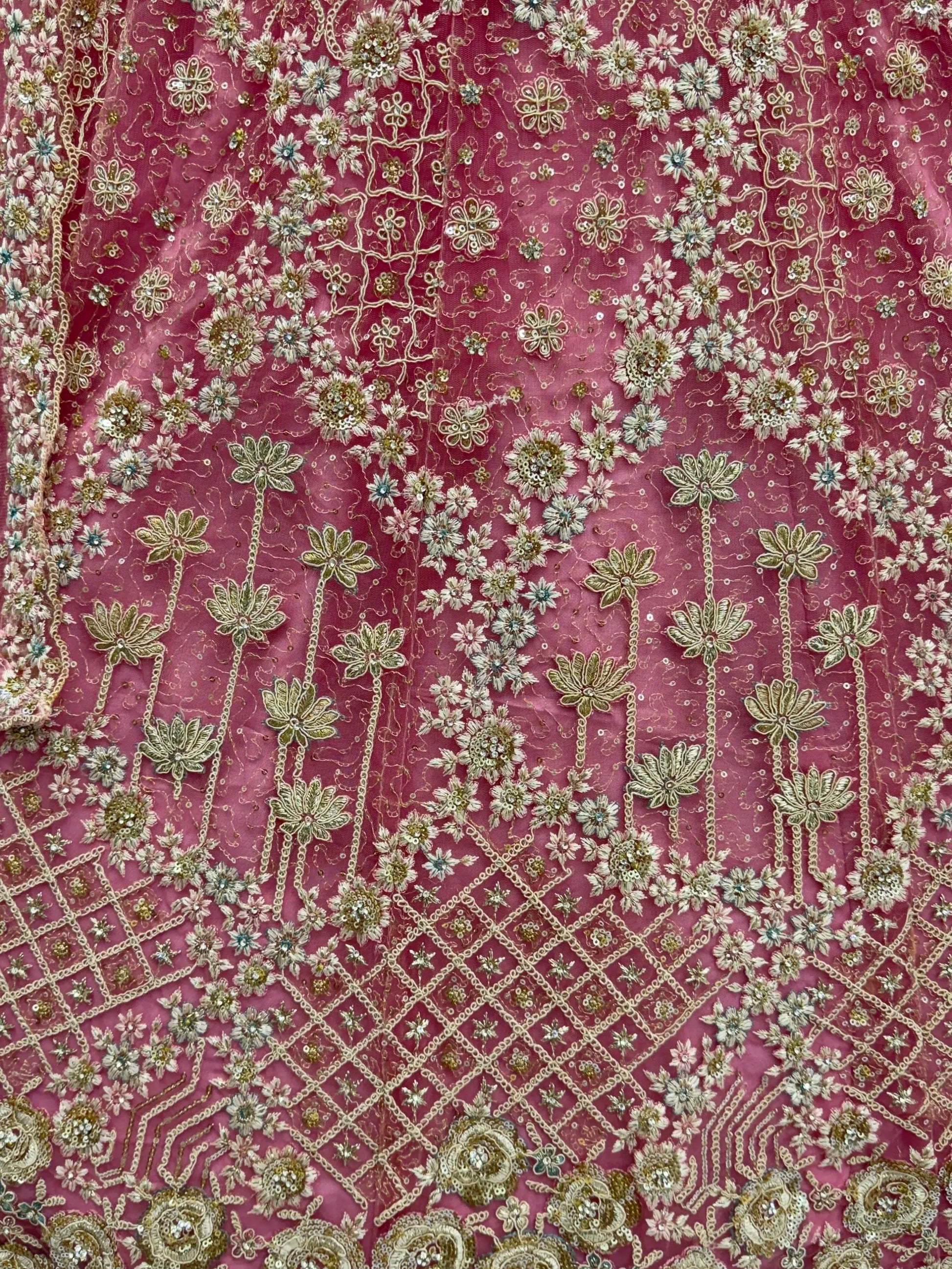 Precious Rose Pink Zircon Work Net Bridesmaid Lehenga Choli With Dupatta - Zeel Clothing