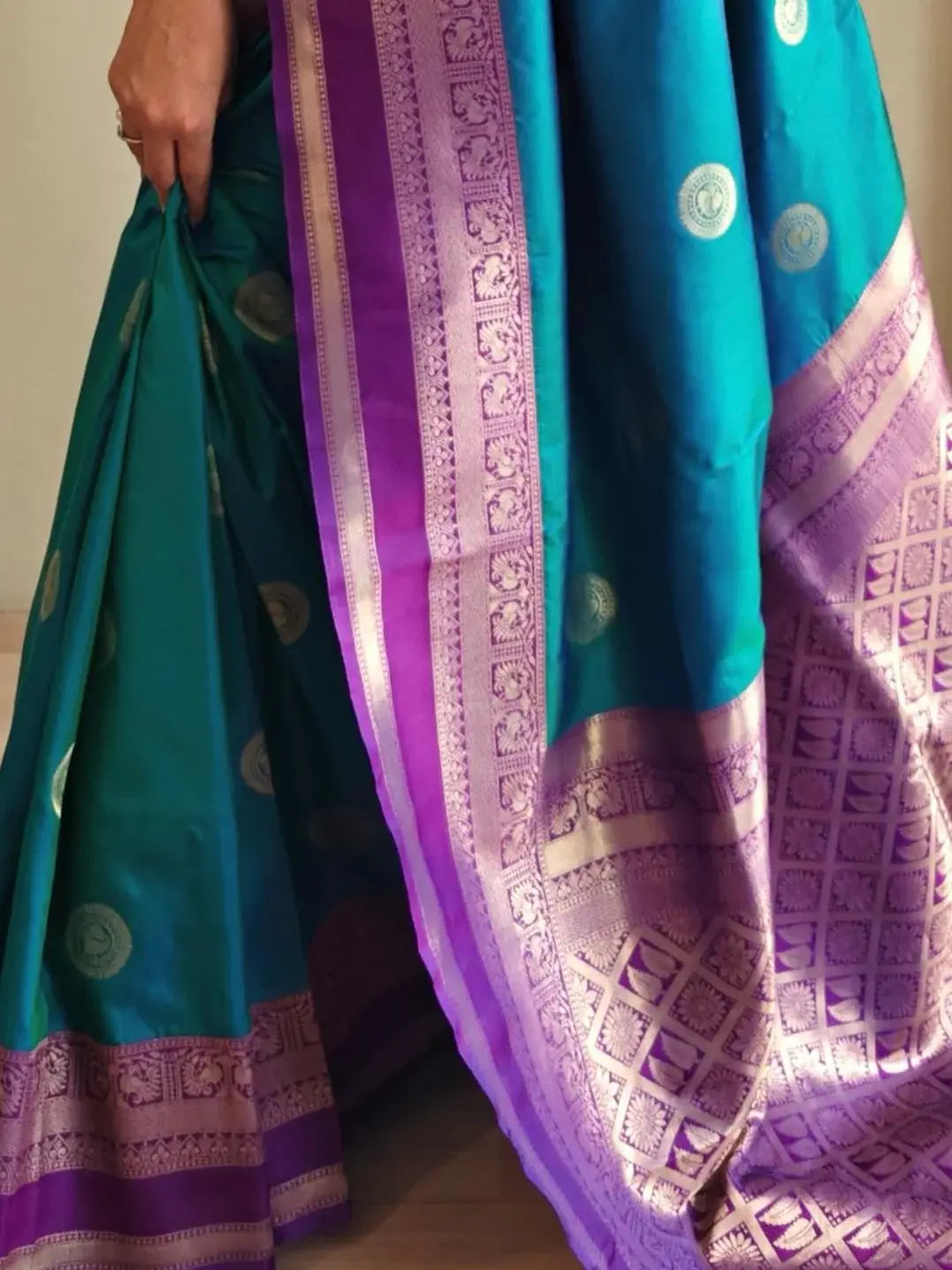 Precious Teal Blue Zari Weaving Silk Festive Wear Saree With Blouse - Zeel Clothing