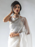 Precious White Border Work Organza Pre-Stitched Saree With Blouse - Zeel Clothing