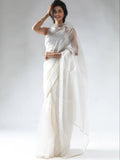 Precious White Border Work Organza Pre-Stitched Saree With Blouse - Zeel Clothing