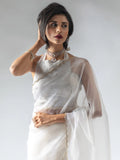 Precious White Border Work Organza Pre-Stitched Saree With Blouse - Zeel Clothing