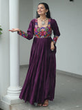 Precious Wine Gamthi Work Rayon Navratri Special Gown - Zeel Clothing