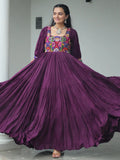 Precious Wine Gamthi Work Rayon Navratri Special Gown - Zeel Clothing
