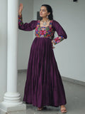 Precious Wine Gamthi Work Rayon Navratri Special Gown - Zeel Clothing