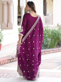 Precious Wine Sequins Silk Function Wear Gown With Dupatta