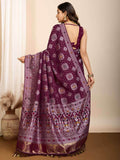 Precious Wine Zari Weaving Silk Festival Wear Saree With Blouse - Zeel Clothing
