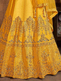 Precious Yellow Zari Embroidered Art Silk Haldi Lehenga Choli - Zeel Clothing