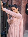 Pretty Baby Pink Embroidered Georgette Readymade Palazzo Suit - Zeel Clothing