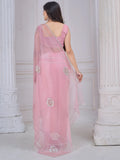 Pretty Baby Pink Jarkan Work Organza Designer Saree With Blouse - Zeel Clothing