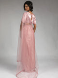 Pretty Baby Pink Lace Bordered Net Party Wear Pre-Stitched Saree With Blouse - Zeel Clothing