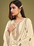 Pretty Beige Multi-Thread Work Georgette Traditional Salwar Kameez - Zeel Clothing