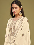 Pretty Beige Multi-Thread Work Georgette Traditional Salwar Kameez - Zeel Clothing