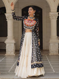 Pretty Black Cotton Navratri Special Lehenga With Bandhani Print Kurti - Zeel Clothing