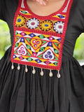 Pretty Black Gamthi Work Silk Navratri Special Kediya Style Top - Zeel Clothing