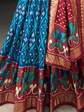 Pretty Blue Patola Printed Silk Function Wear Gown With Dupatta - Zeel Clothing