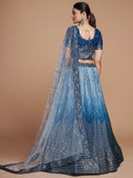 Pretty Blue Sequins Chinon Festive Wear Lehenga Choli With Dupatta - Zeel Clothing