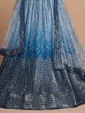 Pretty Blue Sequins Chinon Festive Wear Lehenga Choli With Dupatta - Zeel Clothing