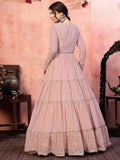 Pretty Dusty Pink Sequins Georgette Party Wear Anarkali Gown - Zeel Clothing