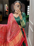 Pretty Green Gaji Silk Traditional Lehenga Choli With Bandhani Dupatta - Zeel Clothing