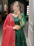 Pretty Green Gaji Silk Traditional Lehenga Choli With Bandhani Dupatta - Zeel Clothing