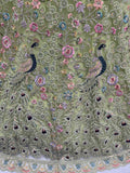 Pretty Green Zircon Work Net Sangeet Wear Lehenga Choli With Dupatta
