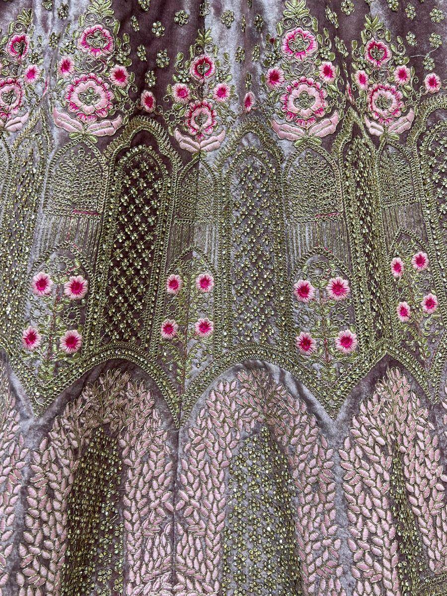 Pretty Lavender Dori Work Velvet Bridesmaid Lehenga Choli - Zeel Clothing