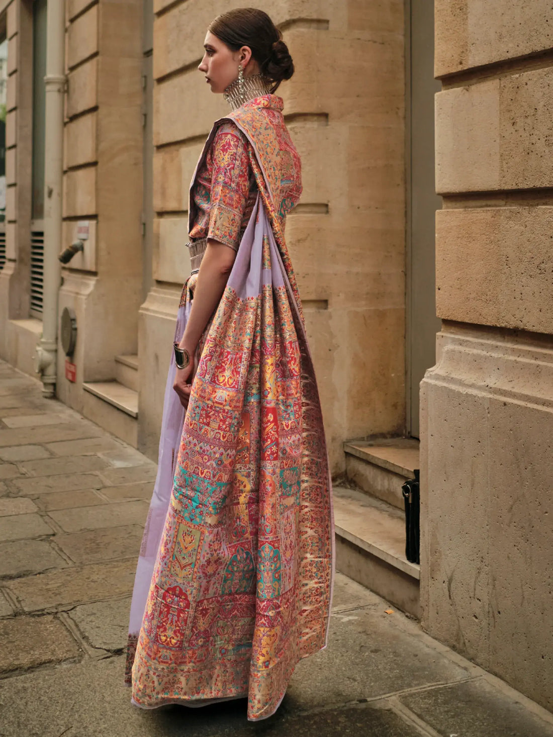 Pretty Lavender Zari Weaving Silk Reception Wear Saree With Blouse - Zeel Clothing