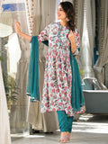 Pretty Light Blue Floral Printed Silk Readymade Pant Suit - Zeel Clothing