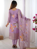 Pretty Lilac Chanderi Jacquard Work Straight Suit - Zeel Clothing