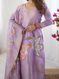 Pretty Lilac Chanderi Jacquard Work Straight Suit - Zeel Clothing