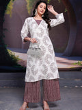 Pretty Maroon Floral Printed Cotton Daily Wear Palazzo Suit